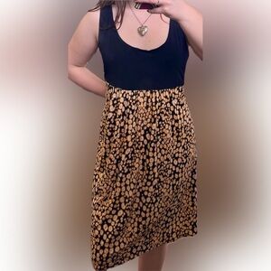 Vintage Scarlett Black & Yellow Floral Dress, Size 14, Perfect Condition